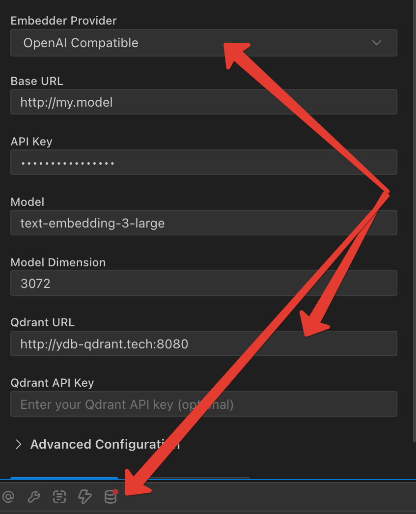 IDE agent configuration screenshot